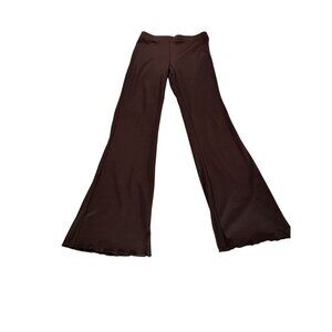H&M Womens Ribbed Flare Pants Brown M Polyester & Elastane